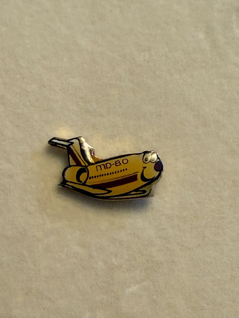 MD-80 Yellow Airplane Lapel Pin - Men Accessories